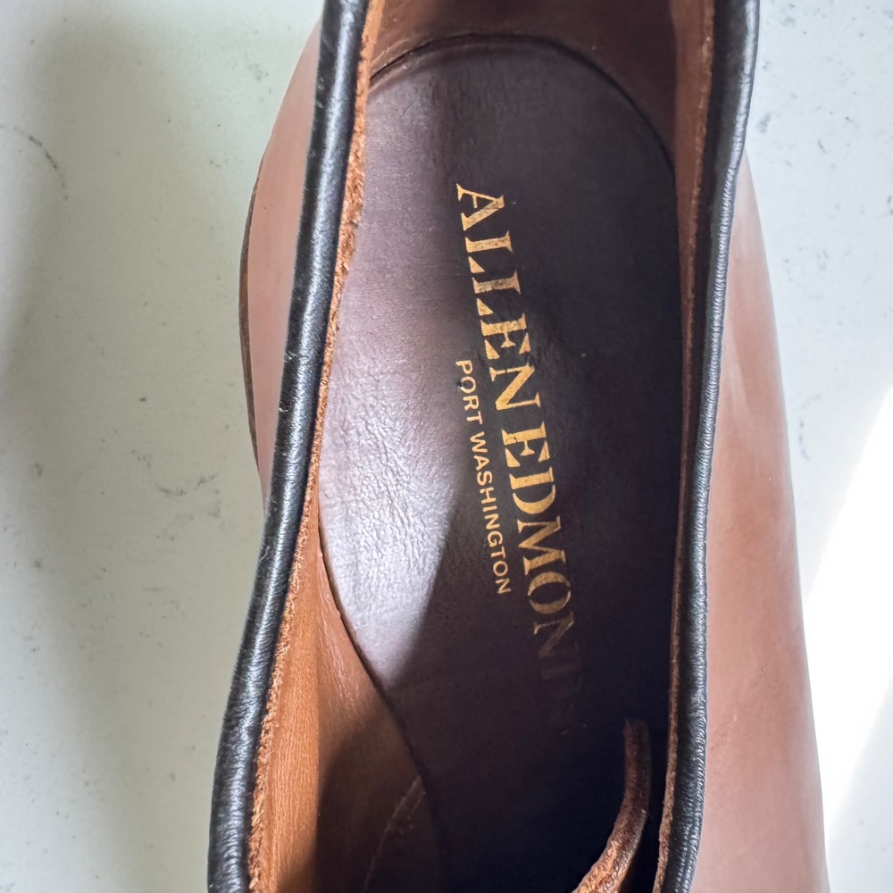 Allen Edmonds Delray Dress Shoes Mens 10 B Brown Leather Split Toe Derby 6370 - Picture 9 of 10